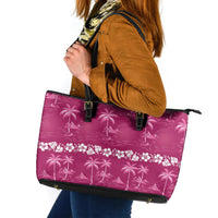 Pink Hawaii Palm Tree Hibiscus Leather Tote Bag Fantasy Summer Vibe LT01 Pink - Polynesian Pride