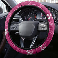 Pink Hawaii Palm Tree Hibiscus Steering Wheel Cover Fantasy Summer Vibe LT01 - Polynesian Pride