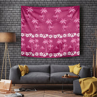 Pink Hawaii Palm Tree Hibiscus Tapestry Fantasy Summer Vibe LT01 Pink - Polynesian Pride