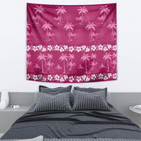 Pink Hawaii Palm Tree Hibiscus Tapestry Fantasy Summer Vibe LT01 - Polynesian Pride
