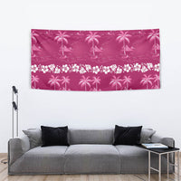 Pink Hawaii Palm Tree Hibiscus Tapestry Fantasy Summer Vibe LT01 - Polynesian Pride