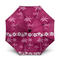 Pink Hawaii Palm Tree Hibiscus Umbrella Fantasy Summer Vibe LT01 One Size Folded 11.42 inch Opened Diameter 37.4 inch Pink - Polynesian Pride