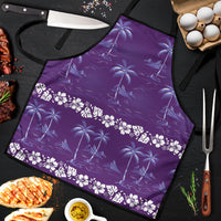 Purple Hawaii Palm Tree Hibiscus Apron Fantasy Summer Vibe LT01 Purple - Polynesian Pride