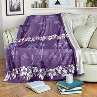 Purple Hawaii Palm Tree Hibiscus Blanket Fantasy Summer Vibe LT01 Purple - Polynesian Pride
