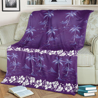 Purple Hawaii Palm Tree Hibiscus Blanket Fantasy Summer Vibe LT01 - Polynesian Pride