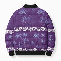 Purple Hawaii Palm Tree Hibiscus Bomber Puffer Jacket Fantasy Summer Vibe LT01 - Polynesian Pride