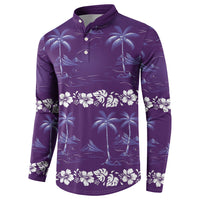 Purple Hawaii Palm Tree Hibiscus Button Sweatshirt Fantasy Summer Vibe LT01 - Polynesian Pride