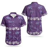 Purple Hawaii Palm Tree Hibiscus Couples Matching Summer Maxi Dress and Hawaiian Shirt Fantasy Summer Vibe LT01 - Polynesian Pride