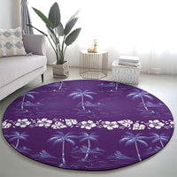 Purple Hawaii Palm Tree Hibiscus Round Carpet Fantasy Summer Vibe LT01 - Polynesian Pride