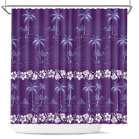 Purple Hawaii Palm Tree Hibiscus Shower Curtain Fantasy Summer Vibe LT01 Purple - Polynesian Pride