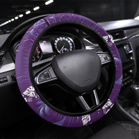 Purple Hawaii Palm Tree Hibiscus Steering Wheel Cover Fantasy Summer Vibe LT01 Universal Fit Purple - Polynesian Pride