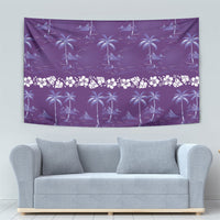 Purple Hawaii Palm Tree Hibiscus Tapestry Fantasy Summer Vibe LT01 - Polynesian Pride
