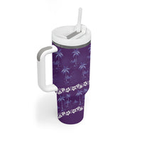 Purple Hawaii Palm Tree Hibiscus Tumbler With Handle Fantasy Summer Vibe LT01 - Polynesian Pride