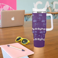 Purple Hawaii Palm Tree Hibiscus Tumbler With Handle Fantasy Summer Vibe LT01 - Polynesian Pride