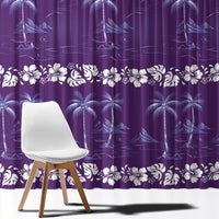 Purple Hawaii Palm Tree Hibiscus Window Curtain Fantasy Summer Vibe LT01 - Polynesian Pride