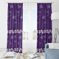 Purple Hawaii Palm Tree Hibiscus Window Curtain Fantasy Summer Vibe LT01 - Polynesian Pride