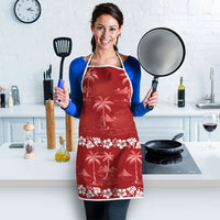 Red Hawaii Palm Tree Hibiscus Apron Fantasy Summer Vibe LT01 - Polynesian Pride