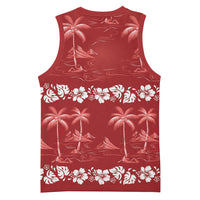 Red Hawaii Palm Tree Hibiscus Basketball Jersey Fantasy Summer Vibe LT01 - Polynesian Pride