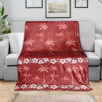 Red Hawaii Palm Tree Hibiscus Blanket Fantasy Summer Vibe LT01 - Polynesian Pride