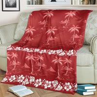 Red Hawaii Palm Tree Hibiscus Blanket Fantasy Summer Vibe LT01 - Polynesian Pride