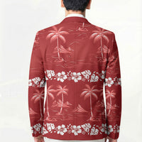 Red Hawaii Palm Tree Hibiscus Blazer Fantasy Summer Vibe LT01 - Polynesian Pride