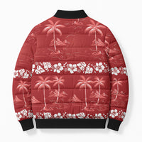Red Hawaii Palm Tree Hibiscus Bomber Puffer Jacket Fantasy Summer Vibe LT01 - Polynesian Pride