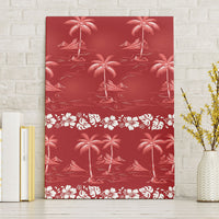 Red Hawaii Palm Tree Hibiscus Canvas Wall Art Fantasy Summer Vibe LT01 Without Frame Red - Polynesian Pride