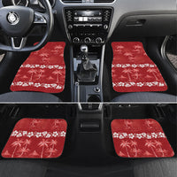 Red Hawaii Palm Tree Hibiscus Car Mats Fantasy Summer Vibe LT01 Set 4pcs Red - Polynesian Pride