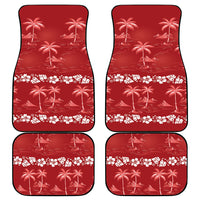Red Hawaii Palm Tree Hibiscus Car Mats Fantasy Summer Vibe LT01 - Polynesian Pride