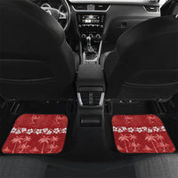 Red Hawaii Palm Tree Hibiscus Car Mats Fantasy Summer Vibe LT01 Set 2pcs - Back Red - Polynesian Pride