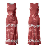 Red Hawaii Palm Tree Hibiscus Couples Matching Tank Maxi Dress and Long Sleeve Button Shirt Fantasy Summer Vibe LT01 - Polynesian Pride