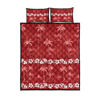 Red Hawaii Palm Tree Hibiscus Quilt Bed Set Fantasy Summer Vibe LT01 - Polynesian Pride
