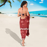 Red Hawaii Palm Tree Hibiscus Sarong Fantasy Summer Vibe LT01 - Polynesian Pride