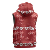 Red Hawaii Palm Tree Hibiscus Sleeveless Zip Hoodie Fantasy Summer Vibe LT01 - Polynesian Pride