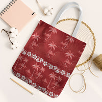 Red Hawaii Palm Tree Hibiscus Tote Bag Fantasy Summer Vibe LT01 White Strap One Size Red - Polynesian Pride