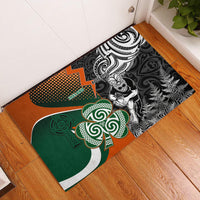 New Zealand and Ireland Rugby Rubber Doormat Silver Fern With Shamrock 2023 World Cup LT01 Art - Polynesian Pride