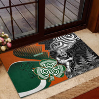 New Zealand and Ireland Rugby Rubber Doormat Silver Fern With Shamrock 2023 World Cup LT01 - Polynesian Pride