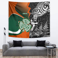 New Zealand and Ireland Rugby Tapestry Silver Fern With Shamrock 2023 World Cup LT01 - Polynesian Pride