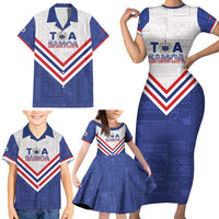 Custom Toa Samoa Rugby Family Matching Short Sleeve Bodycon Dress and Hawaiian Shirt 1992-1993 Special Edition - Polynesian Pride