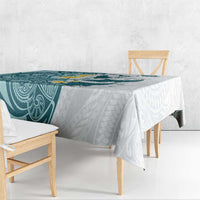 Maori Manta Ray Plumeria Teal Tablecloth