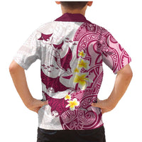 Maori Manta Ray Plumeria Royal Pink Family Matching Mermaid Dress and Hawaiian Shirt