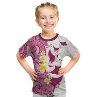 Maori Manta Ray Plumeria Royal Pink Kid T Shirt LT01 Pink - Polynesian Pride