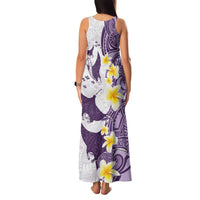 Maori Manta Ray Plumeria Deep Purple Family Matching Tank Maxi Dress and Hawaiian Shirt