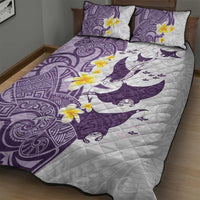 Maori Manta Ray Plumeria Deep Purple Quilt Bed Set