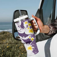 Maori Manta Ray Plumeria Deep Purple Tumbler With Handle