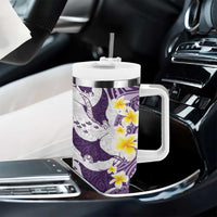 Maori Manta Ray Plumeria Deep Purple Tumbler With Handle