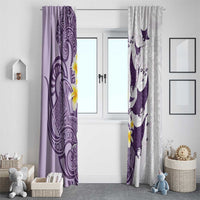 Maori Manta Ray Plumeria Deep Purple Window Curtain