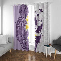 Maori Manta Ray Plumeria Deep Purple Window Curtain