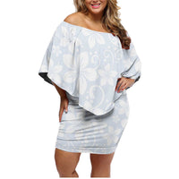 Plumeria Floral White Sunday Family Matching Off Shoulder Short Dress and Hawaiian Shirt