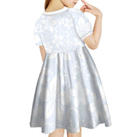 Plumeria Floral White Sunday Kid Short Sleeve Dress LT01 - Polynesian Pride